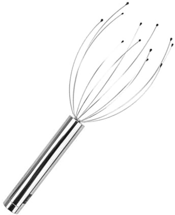 Elektrischer Kopf Massagegripper mit 12 Köpfen, Aa Batterie, Metall | Handliches Modell, Leicht zu Tragen, für Kopfhaut und Haarwurzeln, Silberfarben, 1 Stück
