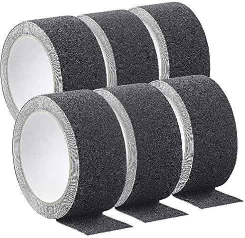 AGT Selbstklebeband: 6er-Set Anti-Rutsch-Klebeband, robust & wasserfest, 48mm x 4m, schwarz (Antirutsch-Klebeband wasserfest, Anti-Rutsch-Streifen Dusche, Selbstklebende Fliesen)