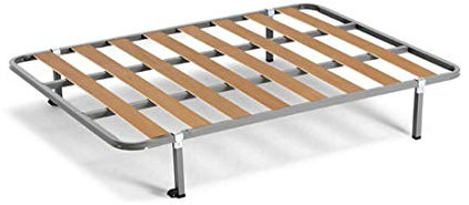 HOGAR24 Somier Lama 100 + 6 Patas cuadradas Tubo de Acero 30 x 30 mm, láminas de chopo, con Refuerzo Central (105x190)