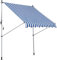 Outsunny Klemmmarkise mit Handkurbel höhenverstellbar Gelenkarmmarkise schmutzabweisend, witterungsbeständig Balkonmarkise 150cm breit Terrassenmarkise für Terrasse Balkon Veranda Blau+Weiß