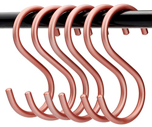 6 Pieces, (Solid) Rose Gold Aluminum S-Shaped Hook/Hook/Universal/Hook, Bedroom/Kitchen/Bathroom/Office/Workshop, Outdoor ...
