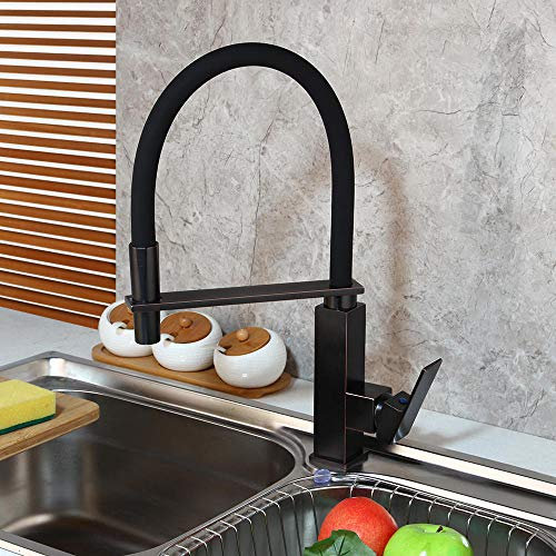 Huin Rubinetti per lavabo da cucina girevoli 360 Rubinetto per miscelatore per lavabo ruotato montato sul ponte nero