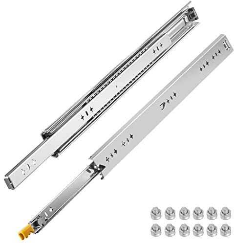 VEVOR 2 Stk. Schubladenschienen aus Kaltgewalzter Stahl, 113 kg Traglast, für Raummöbel industrielle Heavy Duty Drawer Slides 24Inch