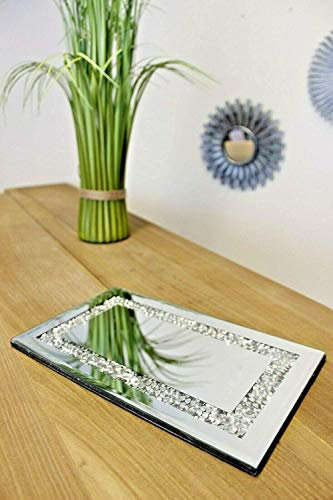 Biznest 28X17Cm 2X Diamante Mirrored Crystal Candle Plate Tray Candle Holder Display Plate Table Centerpiece Crushed Jewel Home Decor Accessory Bedroom Living Room Bathroom Gift Idea (Pack Of 2)