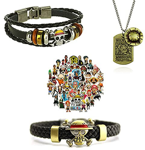 HJYZY Anime Lufy Lot de 13 colliers en cuir synthétique avec tête de mort punk et alliage Zoro, Zinc, Pas de gemme