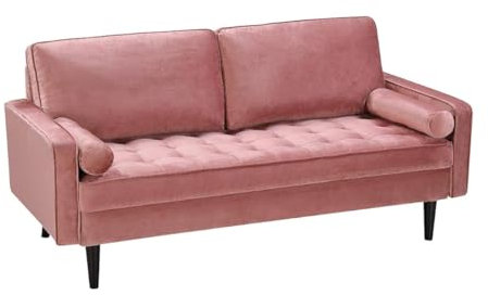 Vente-unique-Divano 3 posti in velluto Rosa antico - FLEUET