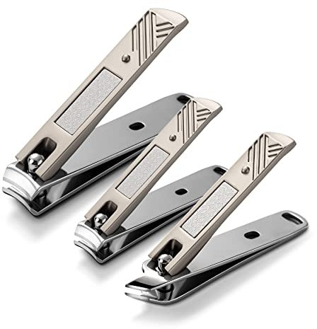 BEZOX 3 Stück Nagelknipser Set (Gerade/Gebogene/Abgeschrägte Klinge) aus Edelstahl für Dicke Nägel Nagelschneider Nagelschere Scharfer & Glatter Schnitt Geeignet für Fußnägel und Fingernägel