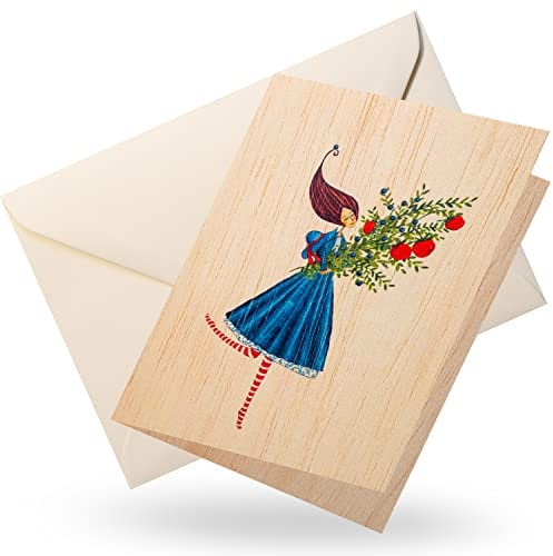 Cozywood Geburtstagskarte aus Holz, Holzkarte hochwertig, Glückwunschkarte Geburtstag, Dankeskarte, hölzerne Klappkarte mit Umschlag, Muttertagskarte, Genesungskarten, Geburtstagsblumen