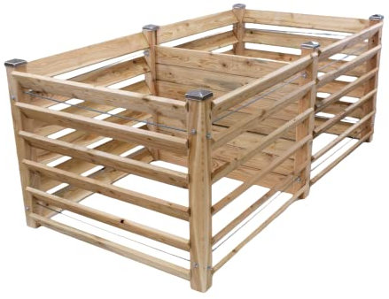Moderner Komposter Duo ca. 80x153 cm Höhe 80 cm aus Lärchenholz Massivholz Steckkomposter Kompostsilo Holz Stecksystem