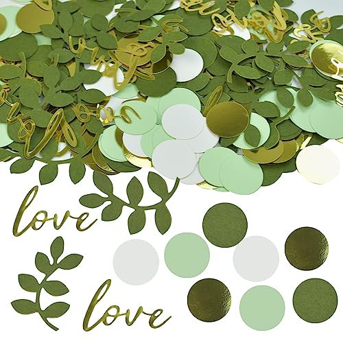 DOUSELLA 400 PCS Konfetti Grün Gold Konfetti Hochzeit Konfetti Geburtstag Glitzer Konfetti Deko Konfetti Verlobungsfeier Tischdeko für Party Geburtstag Hochzeit Kinderzimmer Tischplatte Papierfetzen