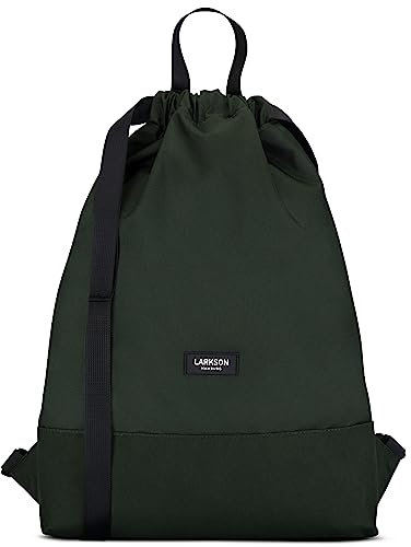 LARKSON Turnbeutel Damen & Herren Dunkelgrün - No 7 - Rucksack Damen für Sport und Festival - Beutel Rucksack Klein mit Innentasche - Außentasche für Schnellzugriff