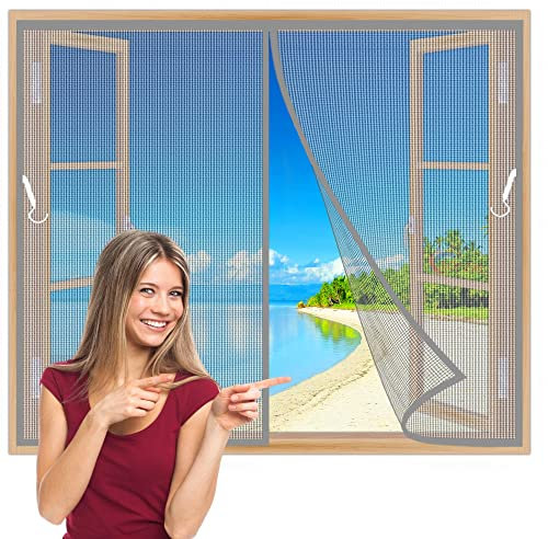 Finestra Zanzariera Magnetica 140x160 cm Tenda Calamita Zanzariera, Adsorbimento Magnetico Pieghevole Rete, Finestre per Balconi FinestreFinestre Grigio Z