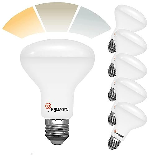 BHMAOYN LED E27 R80 Reflektorlampe 12W,3-Stufen Einstellbare Farbtemperatur über Druckschalter,Dimmbare Lichtfarbe ohne Fernbedienung,3000K-4000K-6000K,3-Farbiger 3-in-1 LED E27 Birne R80,6 Set