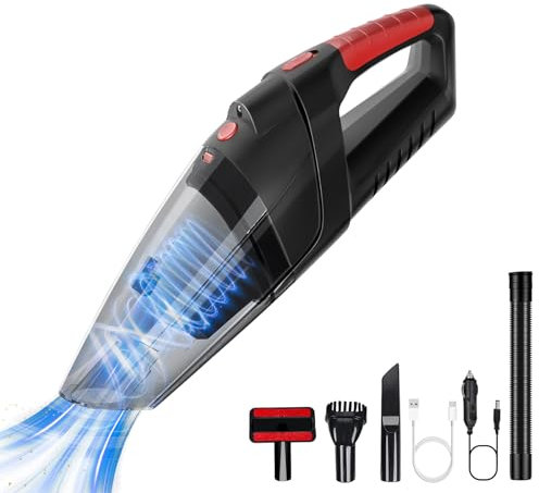 Tradetop Handheld Vacuum Cleaner, Cordless Vacuum Cleaner, 6.5KPA Super Powerful Suction Cleaner, Rechargeable Portable Hand Vacuum,with LED, HEPA Filter, for Home & Pet Hair (Black)