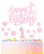 Happy 1st Birthday Candles & Cake Toppers Set, Number 1 Candles, Light Pink Heart Star Cupcake Toppers for Girls' Birthday Cake Decorations