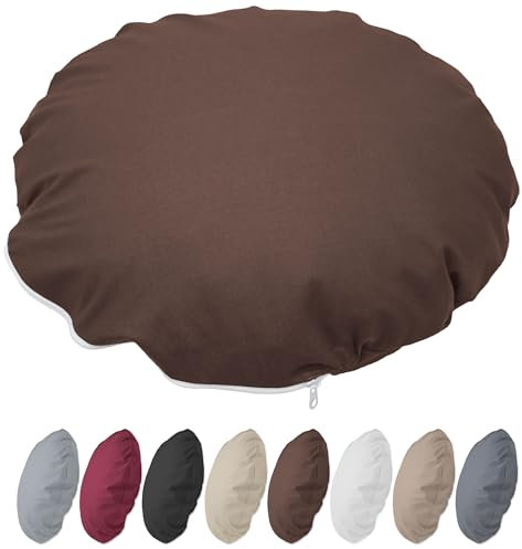 Nurtextil24 Kissenbezug Rund 100cm Ø Durchmesser Braun Reißverschluss 1m Bodenkissen Sitzkissen Rundkissen Stuhlkissen 100% Baumwolle Bettkissen Sofakissen Kopfkissen Hülle Überzug