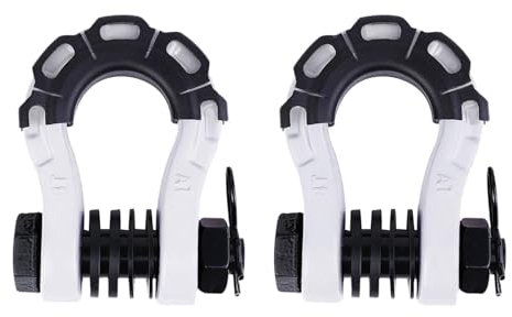 Ronyme 2 Stück D-Schäkel, 3/4 Zoll, Off-Road-Abschleppzubehör für Winden-LKW, Off-Road-Abschleppgurt, Fahrzeugbergung, Weiß