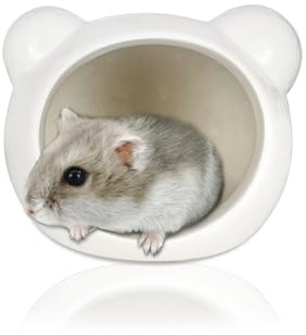 LuckyOpt Hamster Haus Keramik, Halbgeschlossenes Hamster Versteck für Sommer, Nettes Kleintier Cool Habitat Nest für Zwerghamster, Syrischer Hamster, Nagetiere (weiß)
