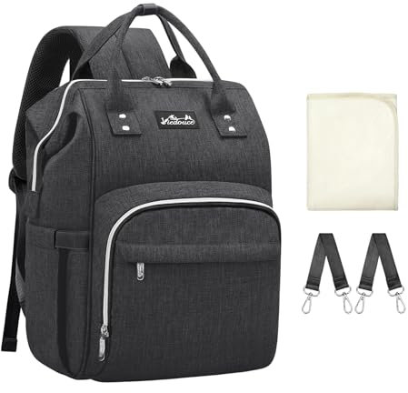 Viedouce Mochilas para Pañales Biberones,Bolso del Bebé Mamá,Multifuncional Impermeable con Estilo Oxford Bolso Pañal de Gran Capacidad,Aislado Bolsillos Mochil Atérmica(Negro)