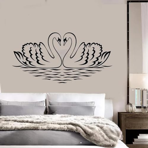 MIXUEXUNLU Vinyl-Wandtattoo, Schwan, Vogel, Liebe, romantisch, Schlafzimmer, Dekor, Aufkleber, Zuhause, Mädchenzimmer, Heimdekoration, Kunstwand, Tapete