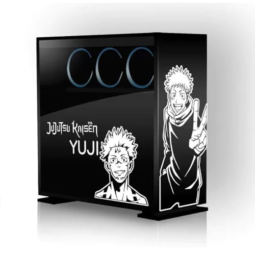 Anjinguang Gojo Satoru-Aufkleber, Anime-Aufkleber für PC-Gehäuse, Itadori Yuji Cartoon-Vinly Computergehäuse, Aufkleber, Dekoration, wasserdicht, leicht entfernbar (Schwarz und Weiß)