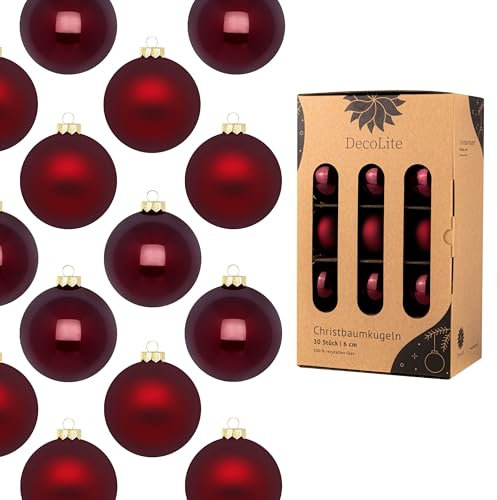 DecoLite: Christbaumkugeln aus Glas Ø 6 cm (30 Stück) - Bordeaux - matt/glänzend