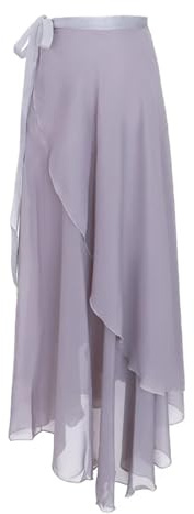 MTKSFDC Spitzenschuhe Ballett Lange Chiffon-Ballettröcke for Erwachsene und Damen, lyrisches, weiches Ballettkleid, Schwarz, Burgunderrot, Rosa, Weiß, Balletttanzkostüme(T-grey-82cm)
