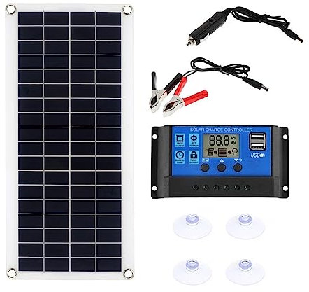 ZGJIAJU Kit de Panneau Solaire Portable 300W Panneau Solaire d'interface de Charge USB avec contrôleur cellules solaires étanches for Voiture de RV de téléphone Sûr Efficace(with 20A Controller)