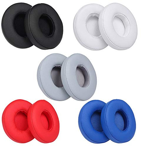 Western Gadget® 2X Replacement Ear Pads Cushions compatible with Beats Solo 2 & Solo 2.0 Wired/Wireless Headphones – Memory Foam & Protein Leather Earpads, Noise Isolation, Comfortable Covers (Black)