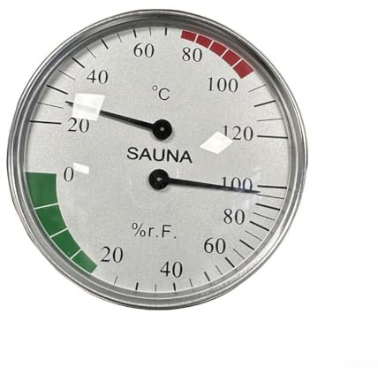 Thermomètre et hygromètre mural pour sauna avec cadran en verre élégant
