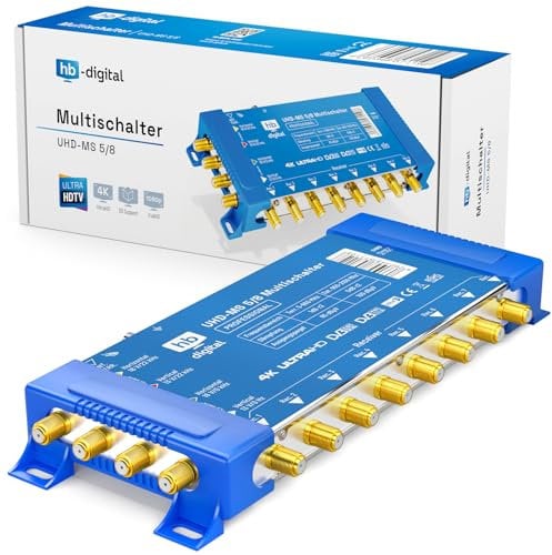 HB-Digital Multiswitch pmse 5/8 1x Sat hasta 8 x abonado/Receptor para Full HDTV 3D 4K UHD con Fuente de alimentación