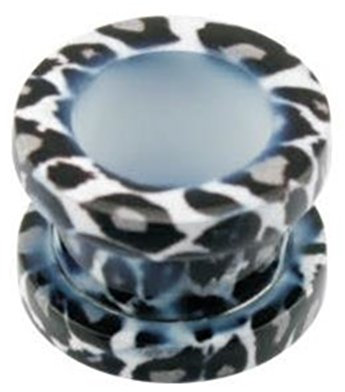 eeddoo Flesh Tunnel Leopard Schwarz-Weiß Edelstahl 10 mm