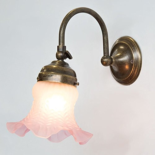 Applique murale en laiton avec verre blanc et rose modèle MICHELA
