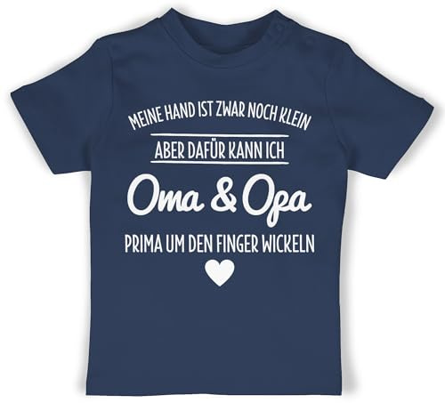 Shirtracer - Baby T-Shirt Mädchen Jungen - Sprüche - Oma und Opa um den Finger Wickeln Großeltern