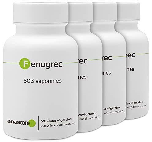 FENUGREC * PACK 3+1 GRATUIT * 500 mg / 240 gélules * Titré à 50% en saponines * Anti-inflammatoire, Carences (hémoglobine), Performances sportives (masse musculaire), Poids (Équilibre alimentaire)
