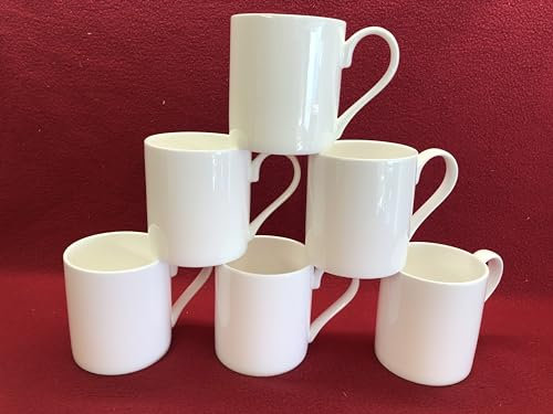 Set 6 White China Mugs (Balmoral Shape) Small Size