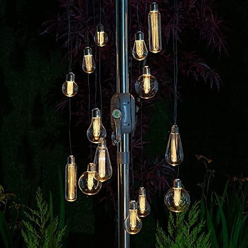 Noma Bulb Chandelier with Amber LED and 15 Mixed Bulbs, One Size, White