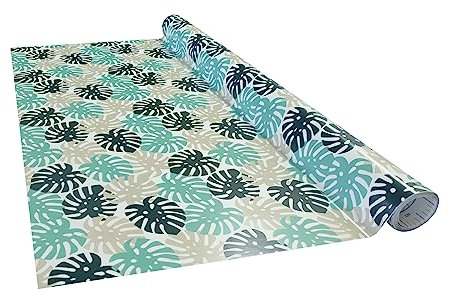Venilia Klebefolie | Tropical Monstera Jugle Petrol Taupe Mint | 45 cm x 2 m, Stärke 95μ | selbstklebende Möbel-Folie, Dekofolie, Tapete, Küchenfolie | PVC ohne Phthalate | Made in EU