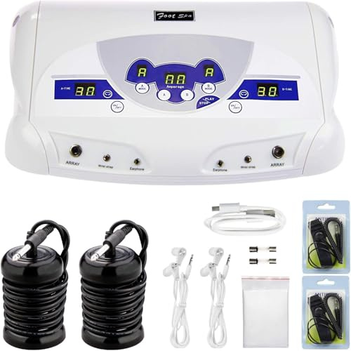 veicomtech Dual Ionic Fußbad Detox Maschine mit MP3 Player | Ionic Foot Spa für Zuhause & Salon, Fuß-Detox-Maschine mit 2 Kopfhörern, 2 Arrays, 5 Wanneneinlagen