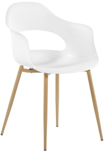 Beliani Esszimmerstuhl 2er Set weiß Kunststoff mit Metallgestell Skandi Modern Utica
