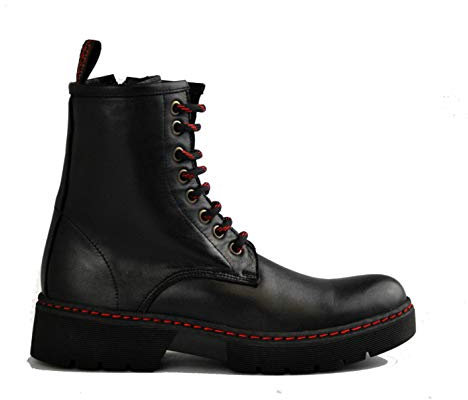 Bueno R4901 Springerstiefel aus Leder mit seitlichem Reißverschluss, Schwarz, Schwarz - Schwarz - Größe: 39 EU