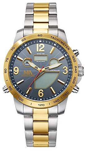 Meister Anker Herren Chronograph 23cm Edelstahl Silbergrau Quartz Mineralglas 490000160