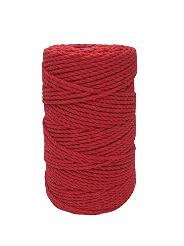 Filo Macramè Cordino 4 Mm Corda Cotone Spago Intrecciato 3 Capi 500 GR 130 Mt