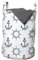 ABAKUHAUS Anker Wäschesack, Retro maritimes Design, Wäschekorb mit Griffen Kordelzugverschluss für Waschsalons, 33 cm breit x 49 cm hoch, Marineblau Weiß