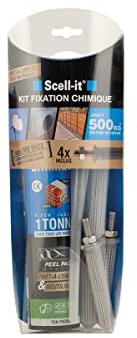 Kit de Scellement chimique Tiges INOX M8, Jusqu'à 500Kg de résistance, Prêt à l'Emploi, Garanties à vie SCELL-IT, Ton Pierre, Cartouche Fixation Extrême avec Tamis