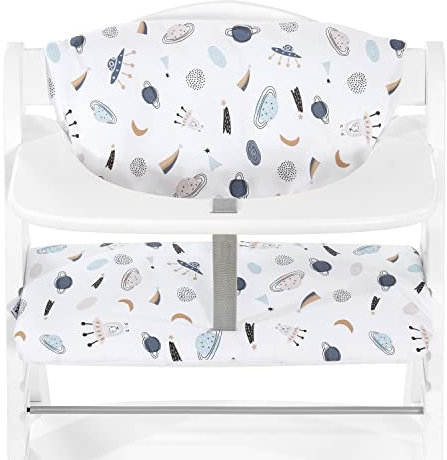 hauck Sitzkissen Kompatibel mit Alpha+, Beta+ und Arketa Holzhochstuhl Highchair Pad Deluxe, Einfache Befestigung mit Klettverschluss, Maschinenwaschbar (Space)