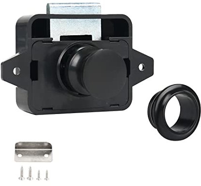 Button Catch Door Lock,Push Button Verriegelung Taste Catch Lock Keyless-Schrank Lock Catch für Pferdeanhänger Camper Wohnmobil Wohnwagen RV Camper Silber (Schwarz)