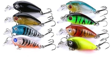 Generic Steinn 8 Wobbler Crankbait Kunstköder Set | Raubfisch Zander Barsch Angeln | 3.7g 4cm | mit Köderbox