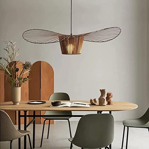 YONIISEA Vertigo Hängeleuchte Braun 80cm, Modern Vintage Vertigo Pendelleuchte Hängend Hängelampe Hut Lamp Geeignet FüR Esstisch Wohnzimmer Schlafzimmer Hängelampe