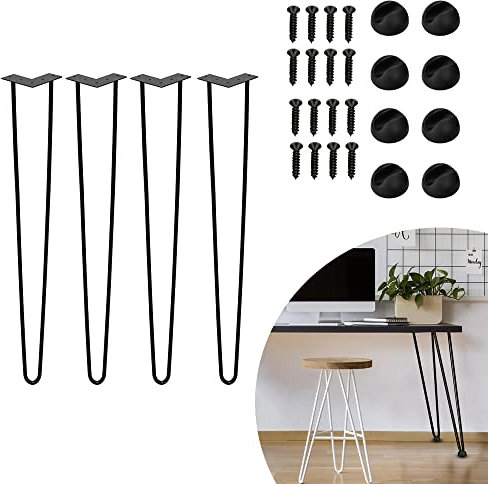 Randaco Lot de 4 pieds de table en métal - 45 cm - Pour table à manger